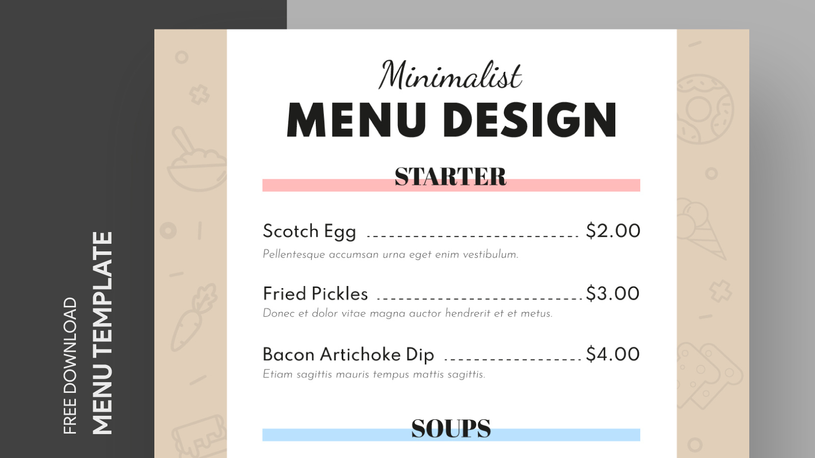 Blank Restaurant Menu Free Google Docs Template - Gdoc.io for Free Printable Blank Restaurant Menu Template