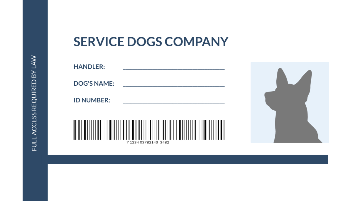 Blank Service Dog/Animal Id Card Template - Edit Online &amp;amp; Download regarding Free Printable Esa Dog ID Card Template