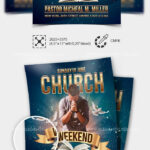 Blue Exclusive Weekend Church Event Free Flyer Template Psd | Throughout Free Printable Church Event Flyer Template