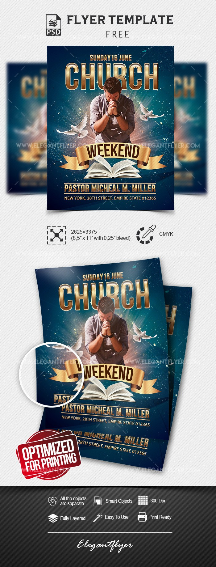 Blue Exclusive Weekend Church Event Free Flyer Template Psd | throughout Free Printable Church Event Flyer Template