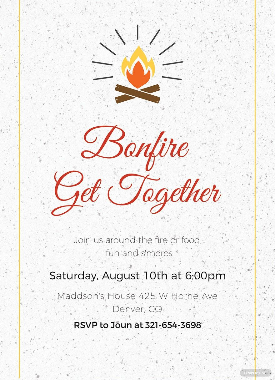 Bonfire Get Together Invitation Template In Publisher, Psd, Word within Free Printable Bonfire Invitation Template