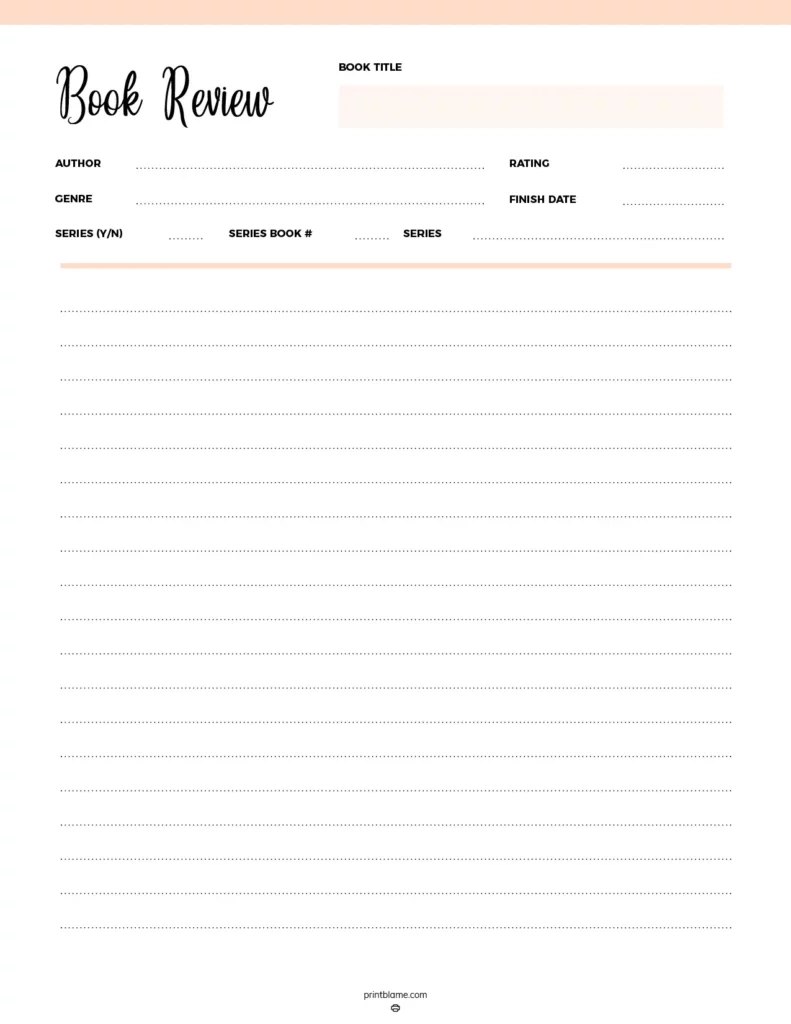 Book Review Template Printable - Reading Journal Template Pdf Free in Free Printable Book Review Template