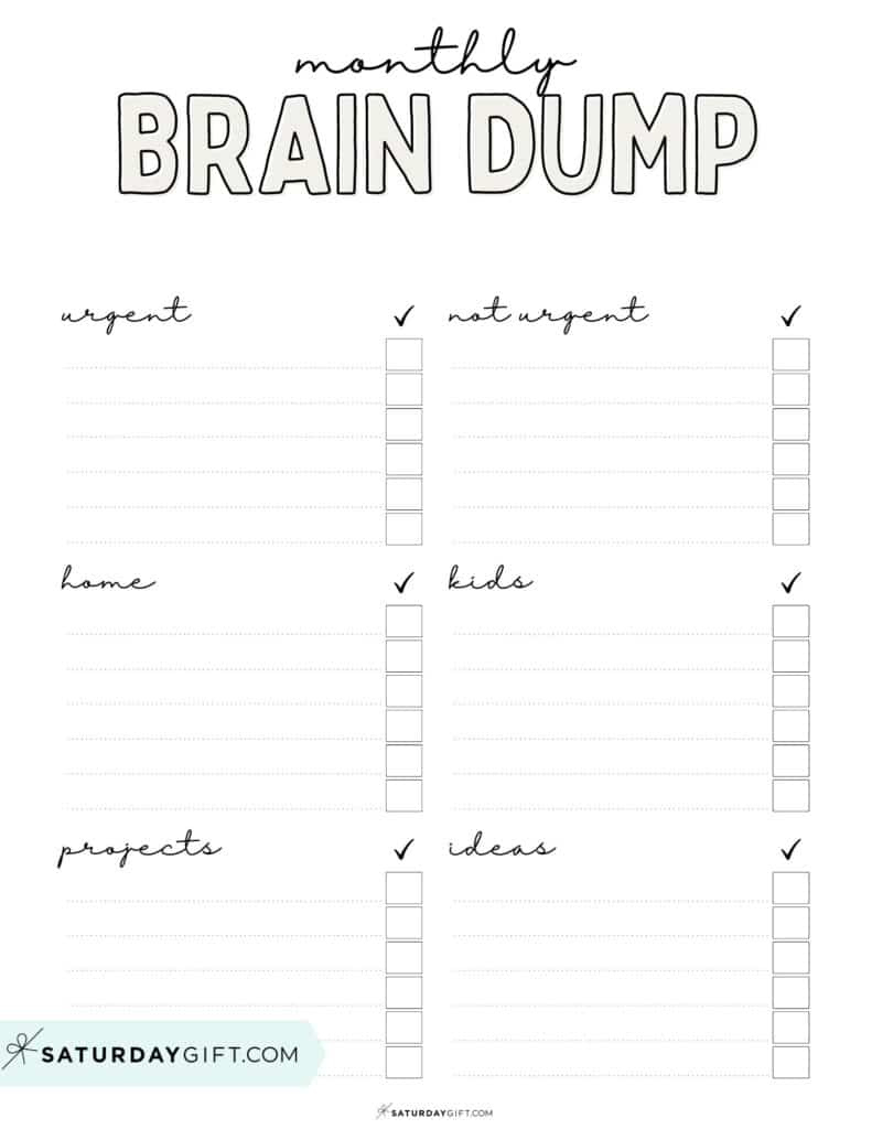 Brain Dump Worksheet - 23 Cute &amp;amp; Free Printables - within Free Printable Brain Dump Template