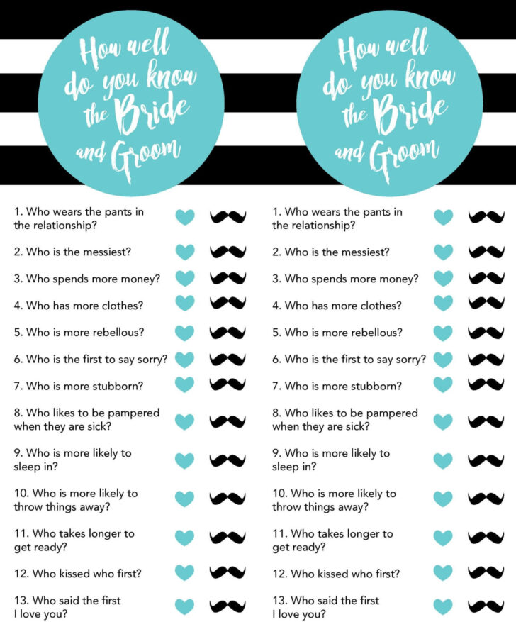 Free Printable Bridal Shower Games Template