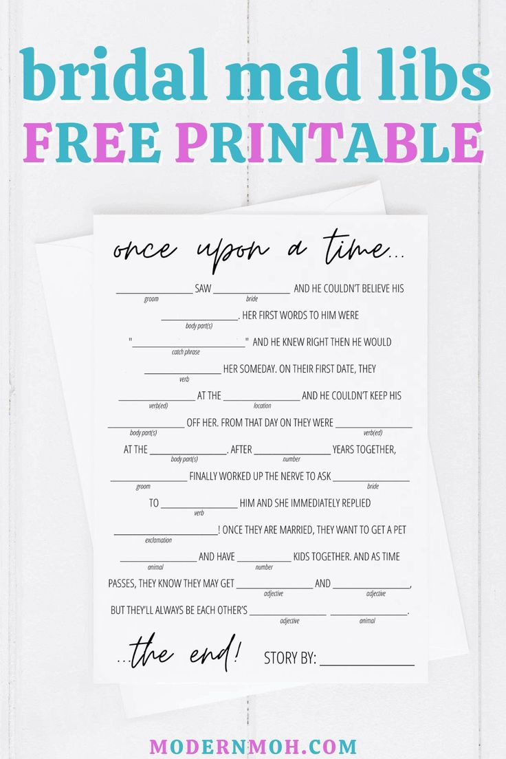 Bridal Shower Mad Libs Free Printable intended for Free Printable Funny Wedding Mad Libs Template