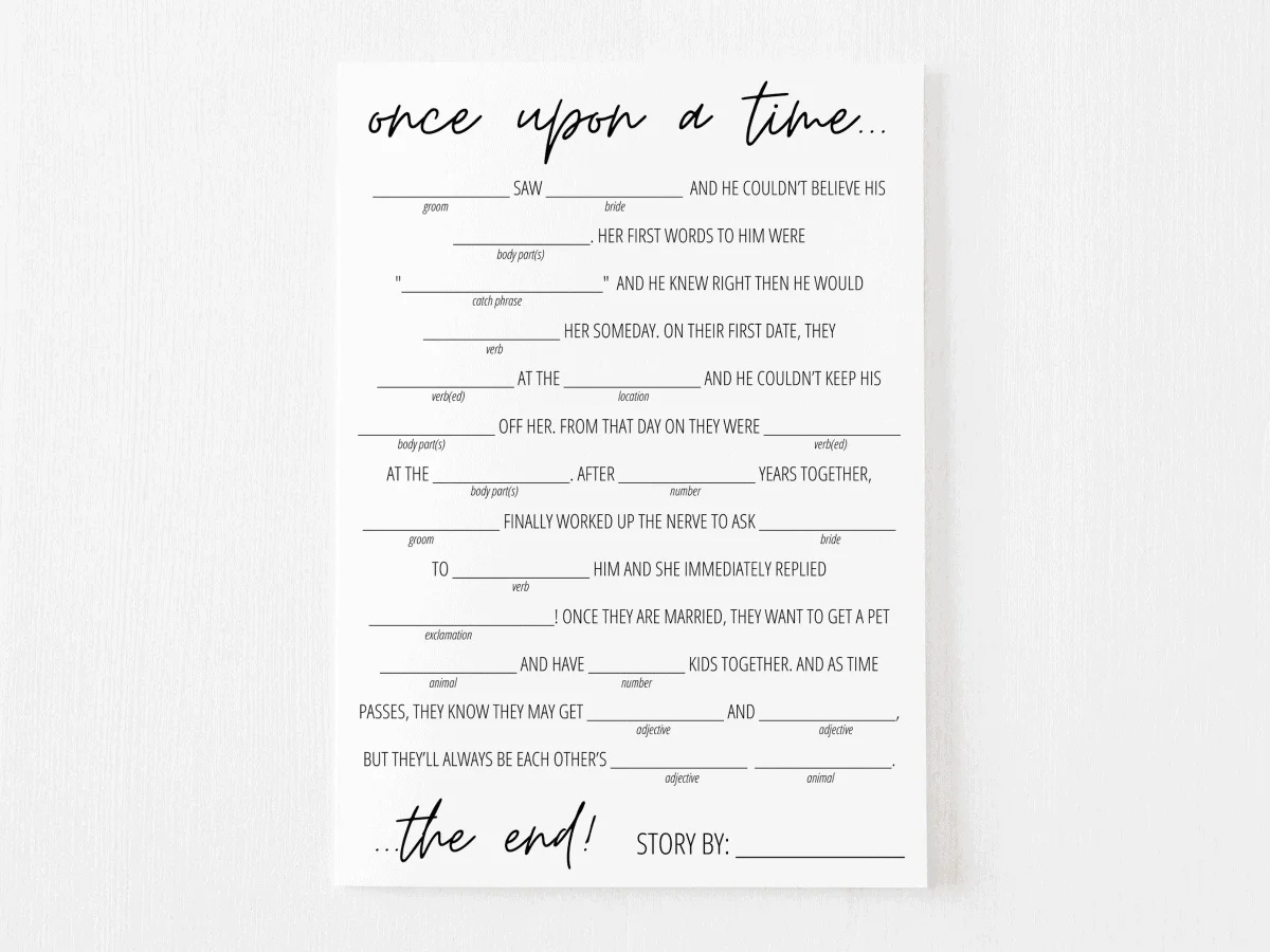 Bridal Shower Mad Libs Free Printable | Modern Moh inside Free Printable Funny Wedding Mad Libs Template