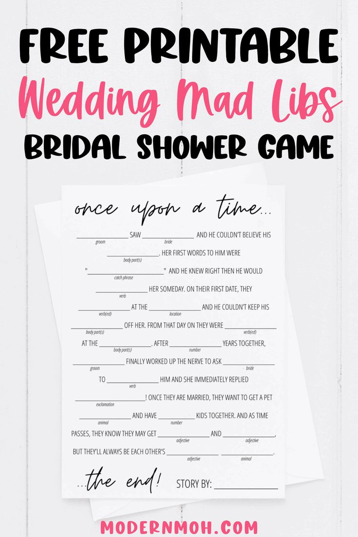 Bridal Shower Mad Libs Free Printable throughout Free Printable Funny Wedding Mad Libs Template