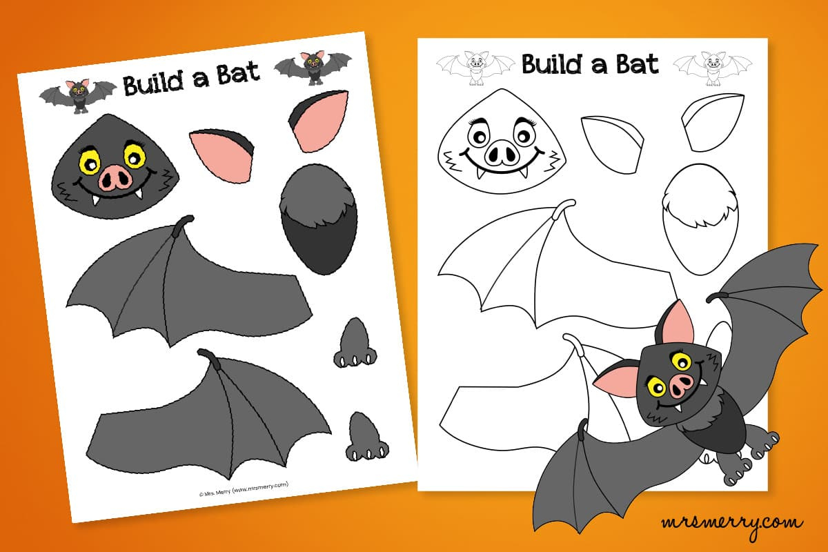 Build A Bat Printable &amp;amp; Free Templates | Mrs. Merry regarding Free Printable Bat Template For Halloween