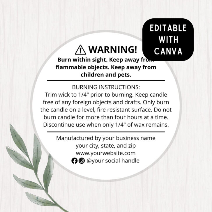 Free Printable Candle Warning Labels Template