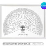 Canva Family Tree 7 Generations Template, Editable Fan Chart Within Free Printable Genealogy Fan Chart Template