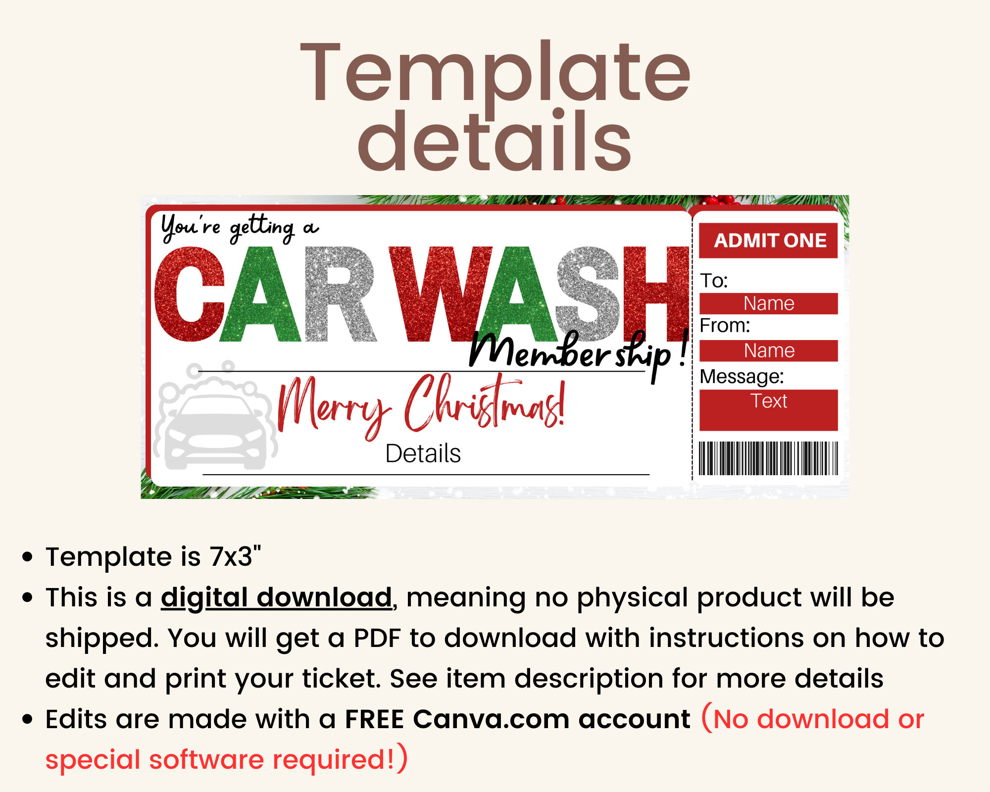 Car Wash Ticket Template. Car Wash Gift Tag. Car Wash Coupon. Car inside Free Printable Car Wash Ticket Template