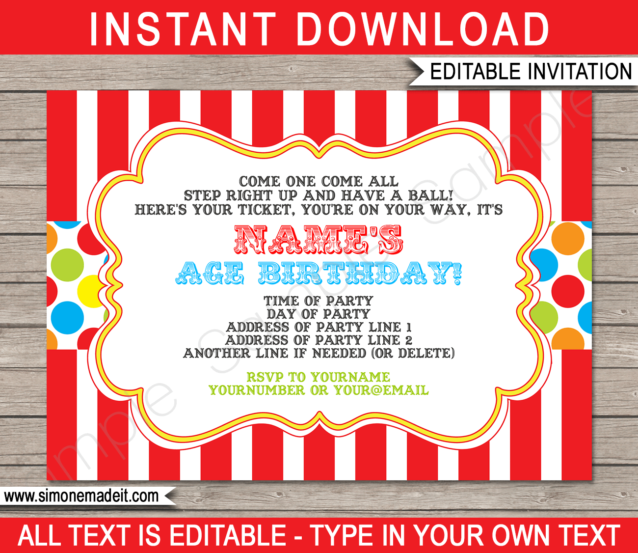 Carnival Invitation Template - Colorful with Free Printable Carnival Invitation Template