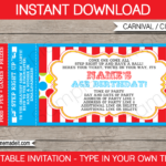 Carnival Ticket Invitation Template   Colorful For Free Printable Carnival Invitation Template