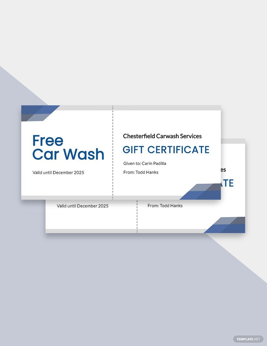 Carwash Gift Certificate Template In Pages, Psd, Illustrator, Word with regard to Free Printable Car Wash Gift Certificate Template