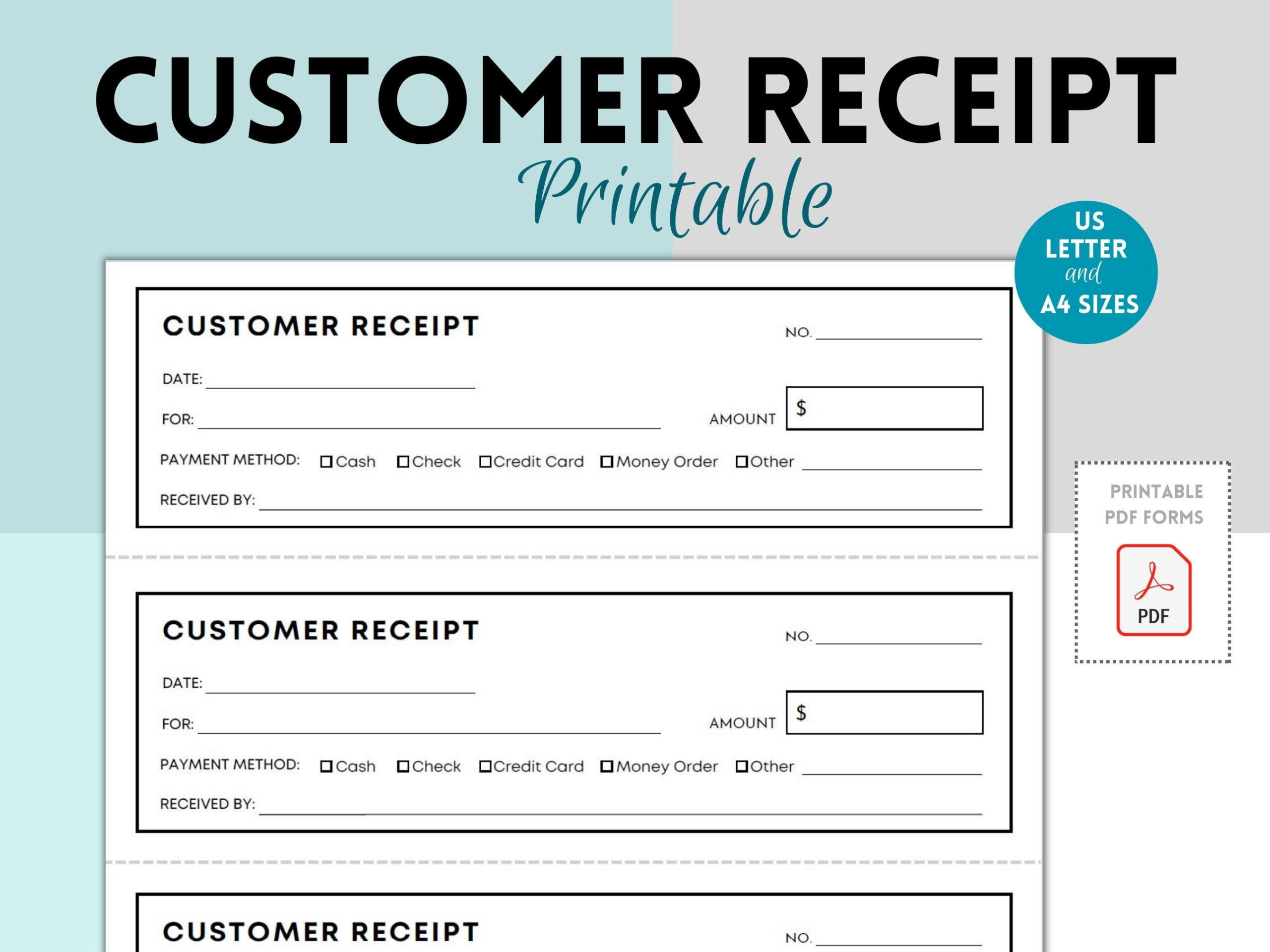 Cash Receipt Template Free - Etsy Uk throughout Free Printable Cash Receipt Template Uk