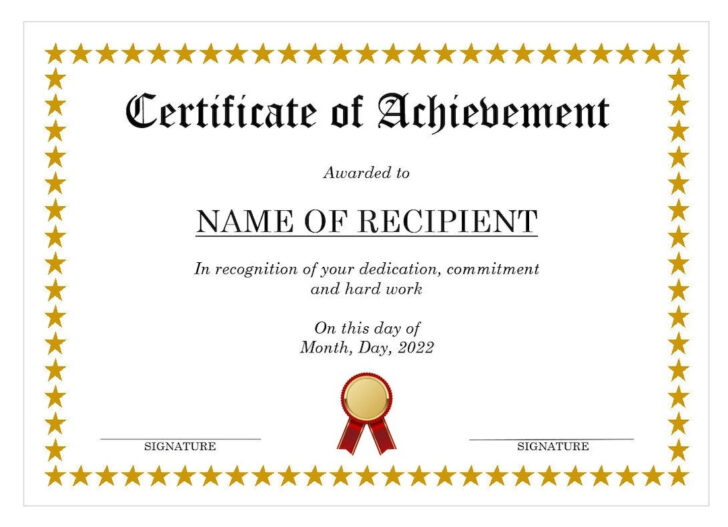 Free Printable Certificate of Achievement Template