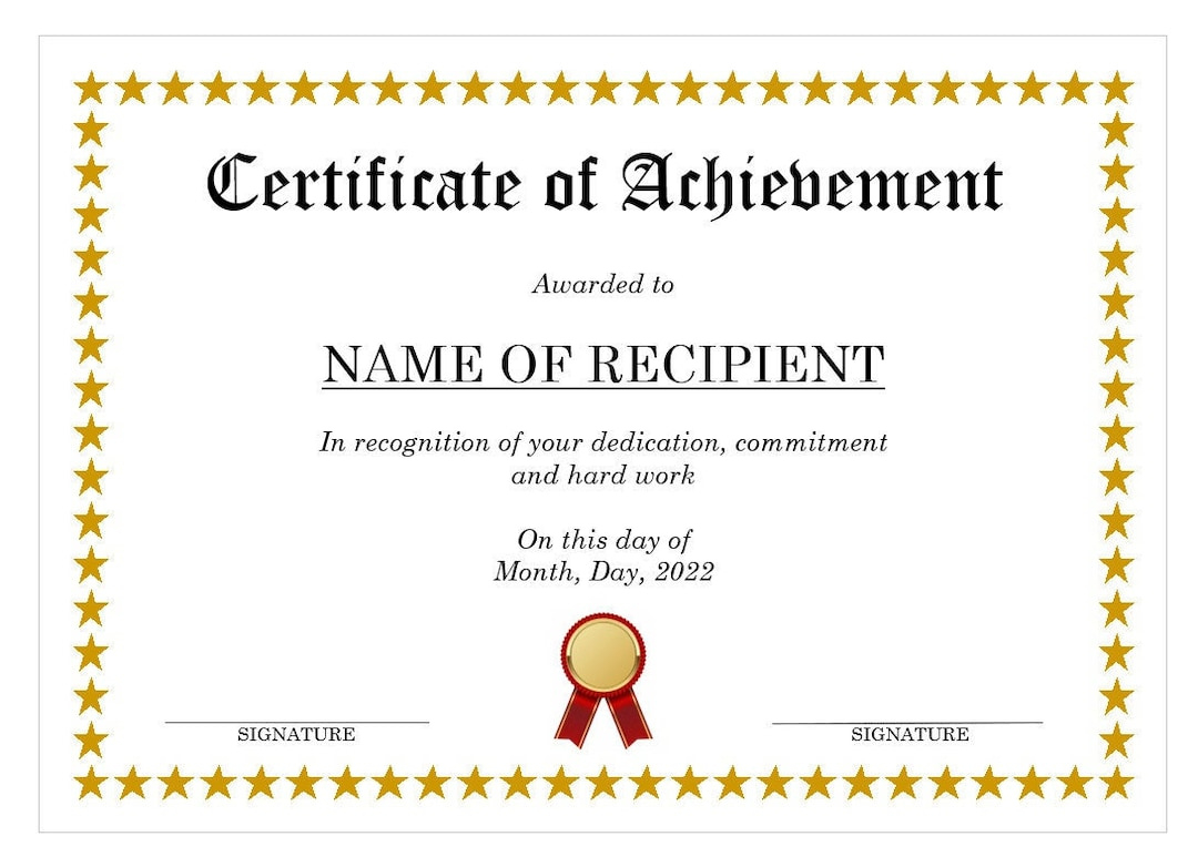 Certificate Of Achievement Template Microsoft Word Digital throughout Free Printable Certificate Of Achievement Template