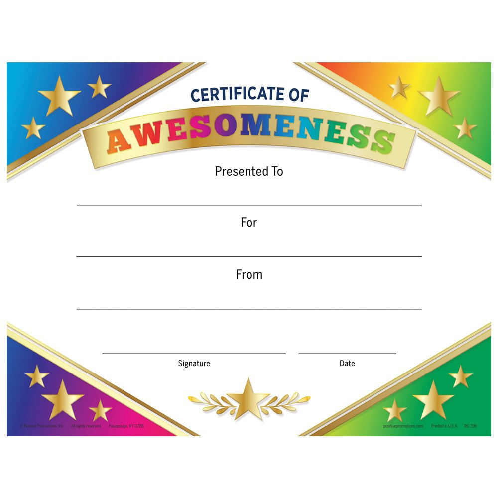 Certificate Of Awesomeness Gold Foil-Stamped Certificate - Pack Of within Free Printable Certificate Of Awesomeness Template