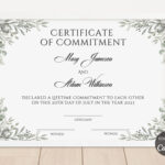 Certificate Of Commitment Editable Template, Greenery Commitment Inside Free Printable Certificate Of Commitment Template