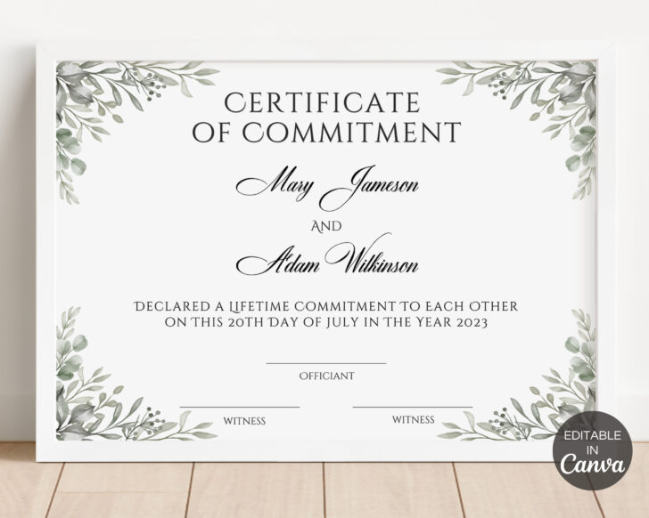 Free Printable Certificate of Commitment Template