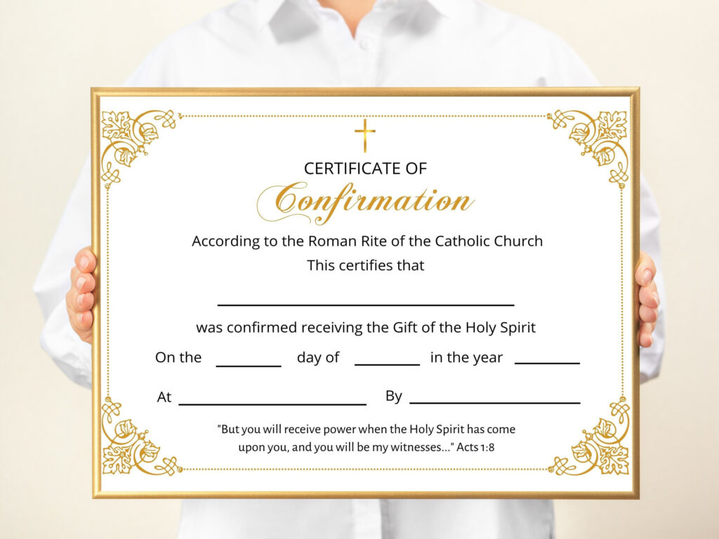 Free Printable Catholic Confirmation Certificate Template | Template ...