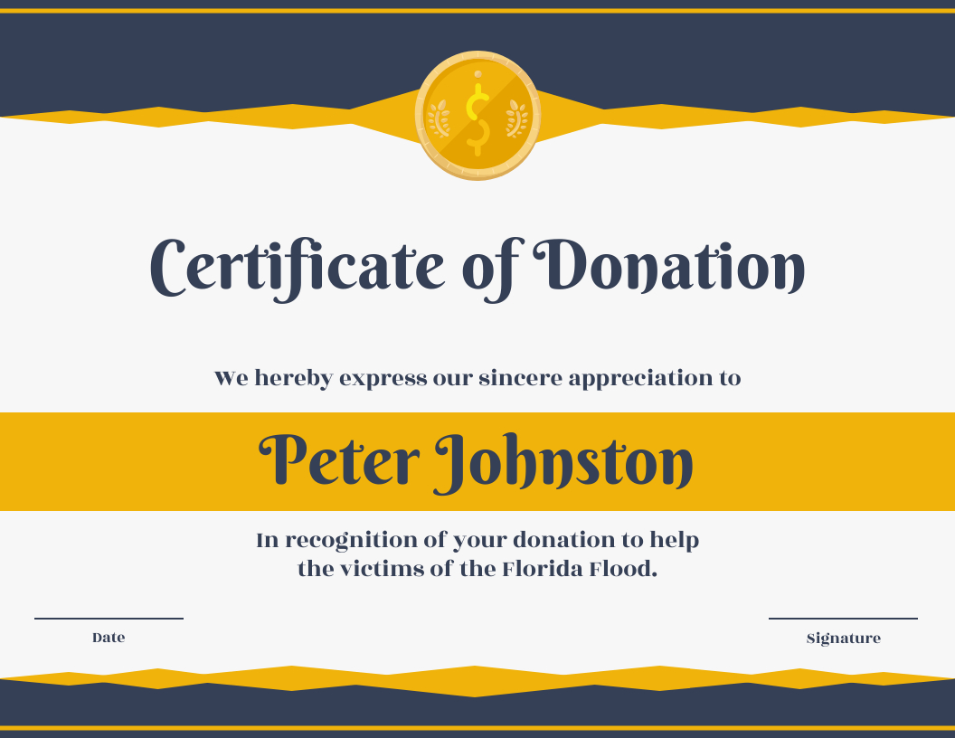Certificate Of Donation Template - Venngage with Free Printable Donation Certificate Template
