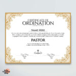 Certificate Of Ordination Pastor   Bella Template Shop Regarding Free Printable Certificate Of Ordination Template