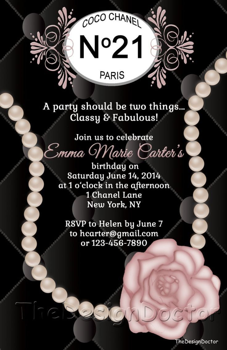 Chanel Themed Party Invitations for Free Printable Chanel Invitation Template