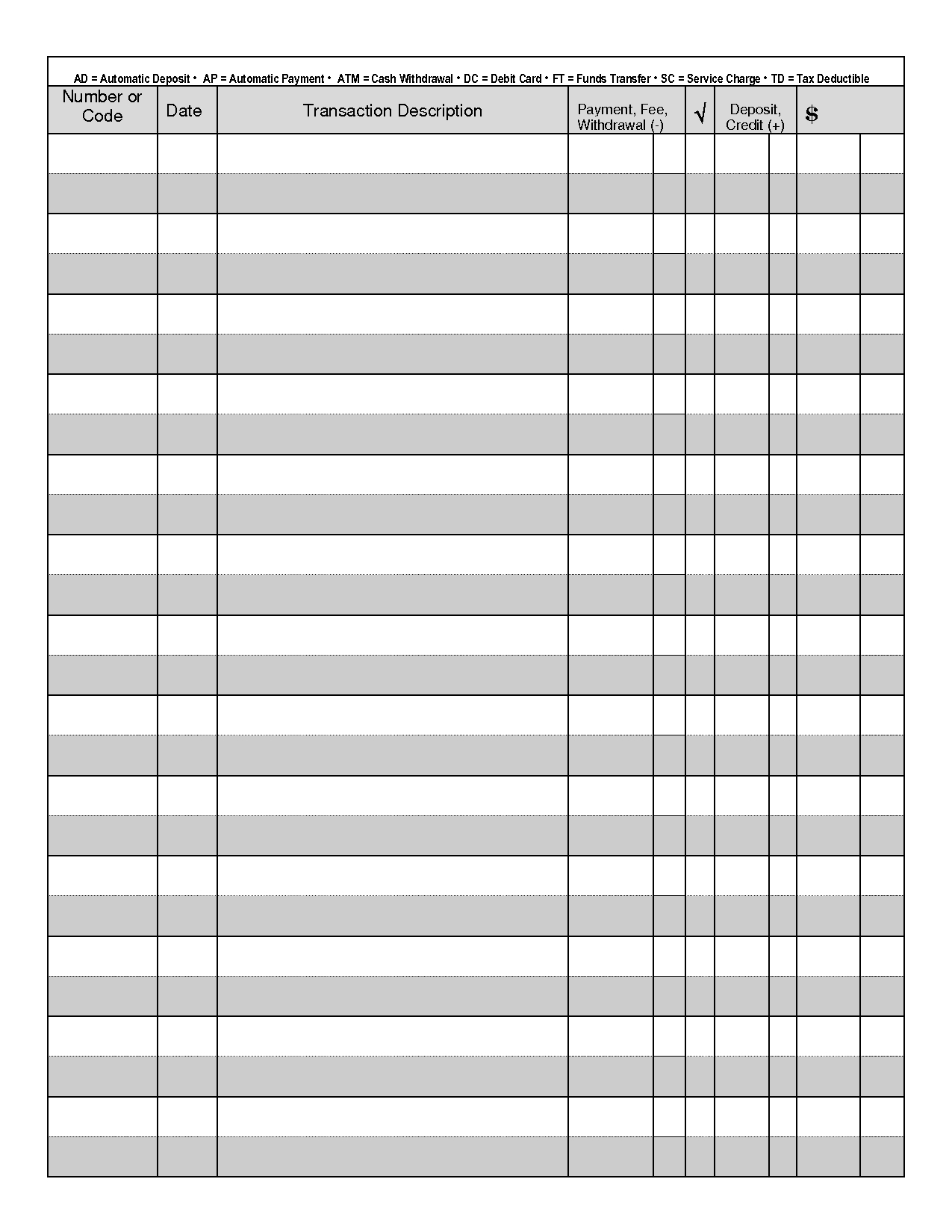 Check Register Full Page - 10 Free Pdf Printables | Printablee in Free Printable Check Register Template