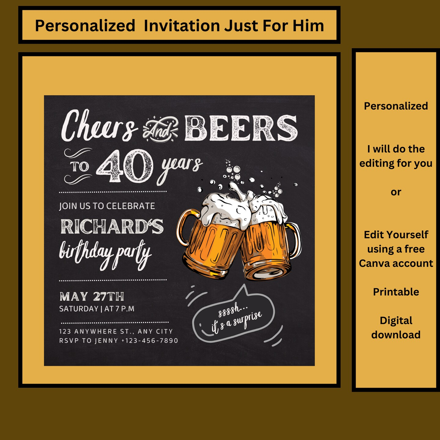 Cheers And Beers Birthday Party Invitation, Personalized, Just For Him, Printable Invitation, Digital Download | Makerplacemichaels throughout Free Printable Cheers And Beers Invitation Template Free