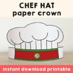 Chef Hat Cook Paper Crown Restaurant Party Printable Kids Craft Throughout Free Printable Chef Hat Template Printable
