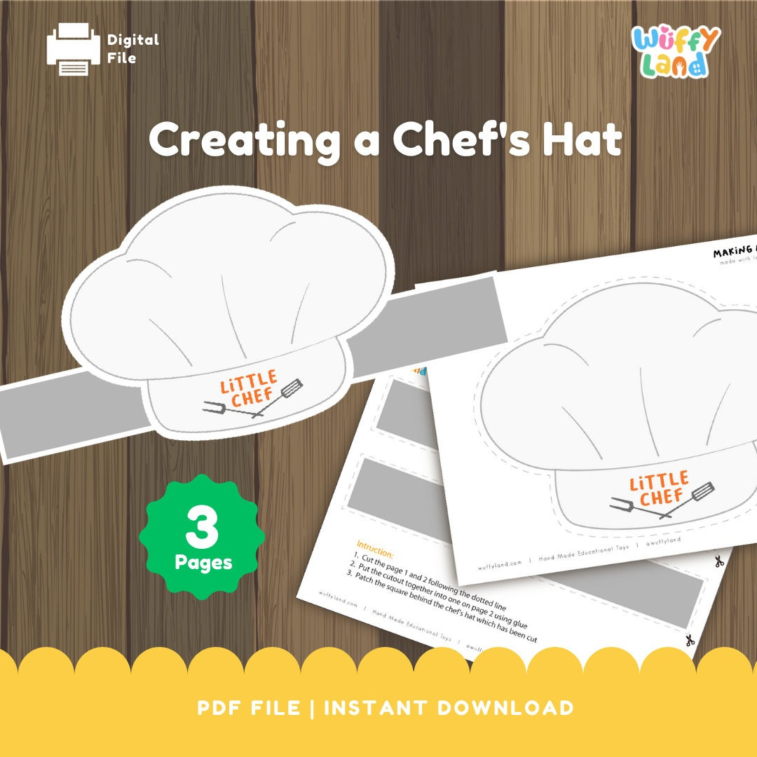 Chef Hat Printable Birthday Party Hat Baking Party Instant regarding Free Printable Chef Hat Template Printable