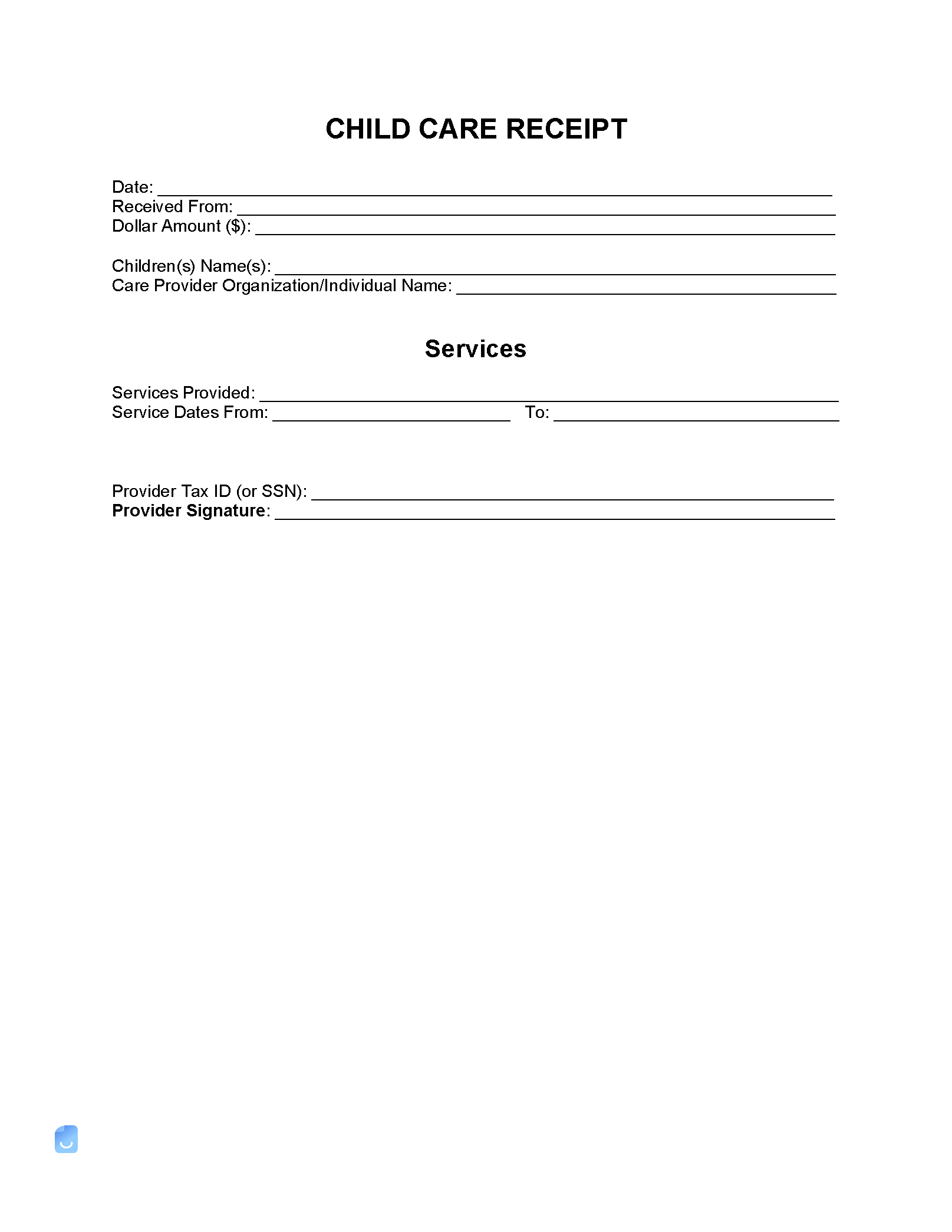 Child Care (Daycare) Receipt Template | Invoice Maker for Free Printable Daycare Receipt Template