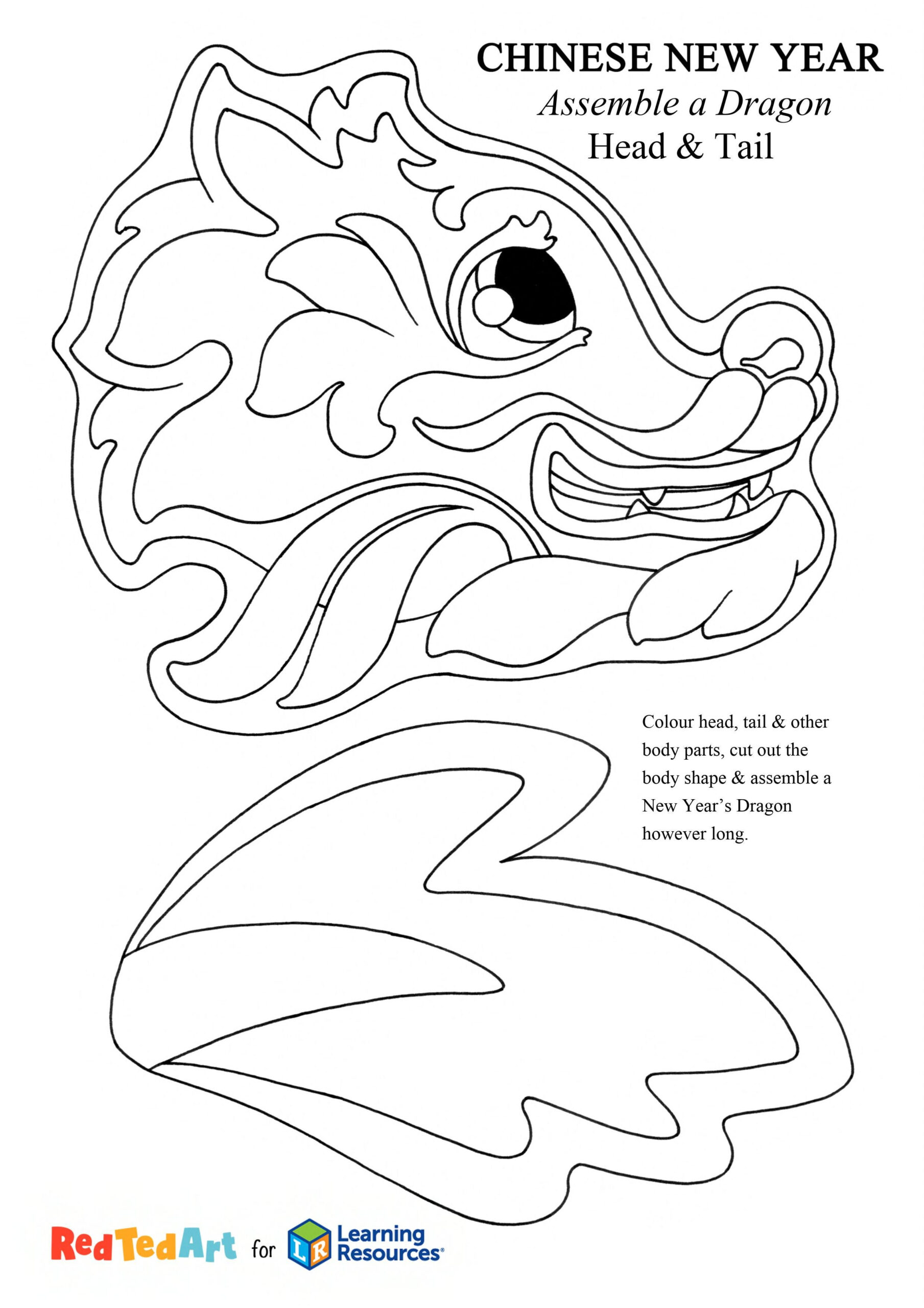 Chinese New Year Dragon 2024 Craft with regard to Free Printable Chinese Dragon Template