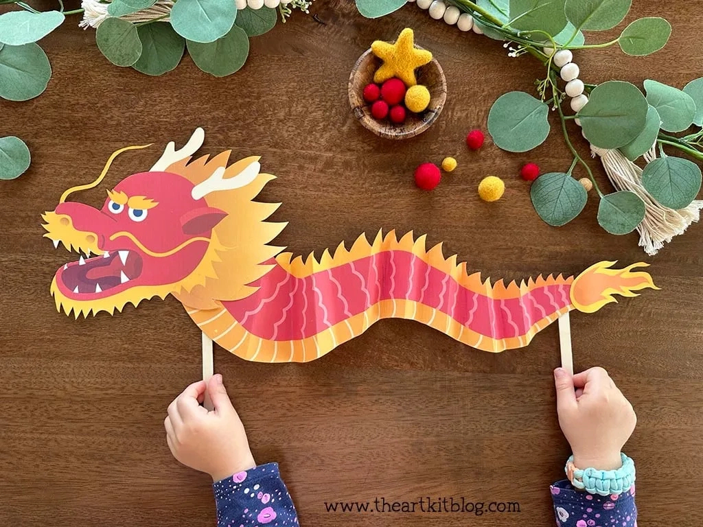 Chinese New Year Dragon Paper Craft {Free Printable!} - The Art Kit inside Free Printable Chinese Dragon Template