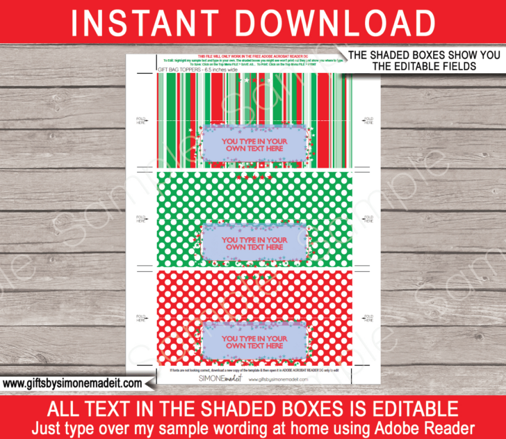 Free Printable Bag Topper Template
