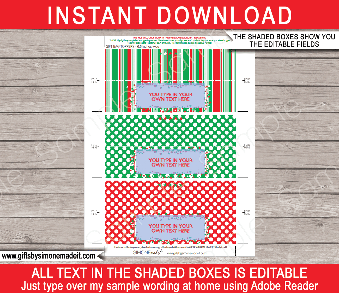 Christmas Bag Toppers (Patterns) - 6.5 Inch Wide throughout Free Printable Bag Topper Template