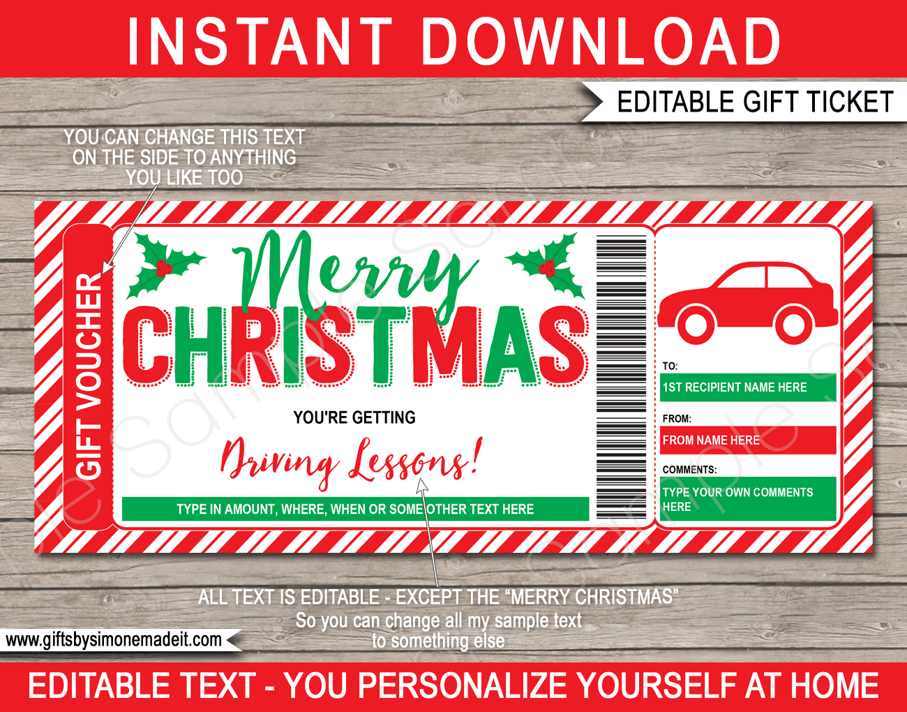 Christmas Driving Lessons Gift Voucher Template in Free Printable Driving Lesson Voucher Template