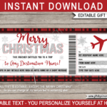 Christmas Plane Ticket Voucher Template   Buffalo Plaid Regarding Free Printable Flight Voucher Template