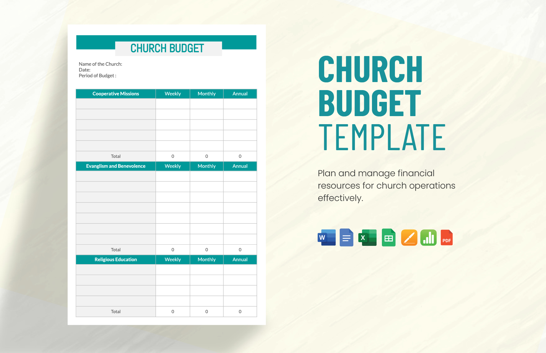 Church Budget Template In Google Docs, Google Sheets, Word, Excel regarding Free Printable Church Budget Template