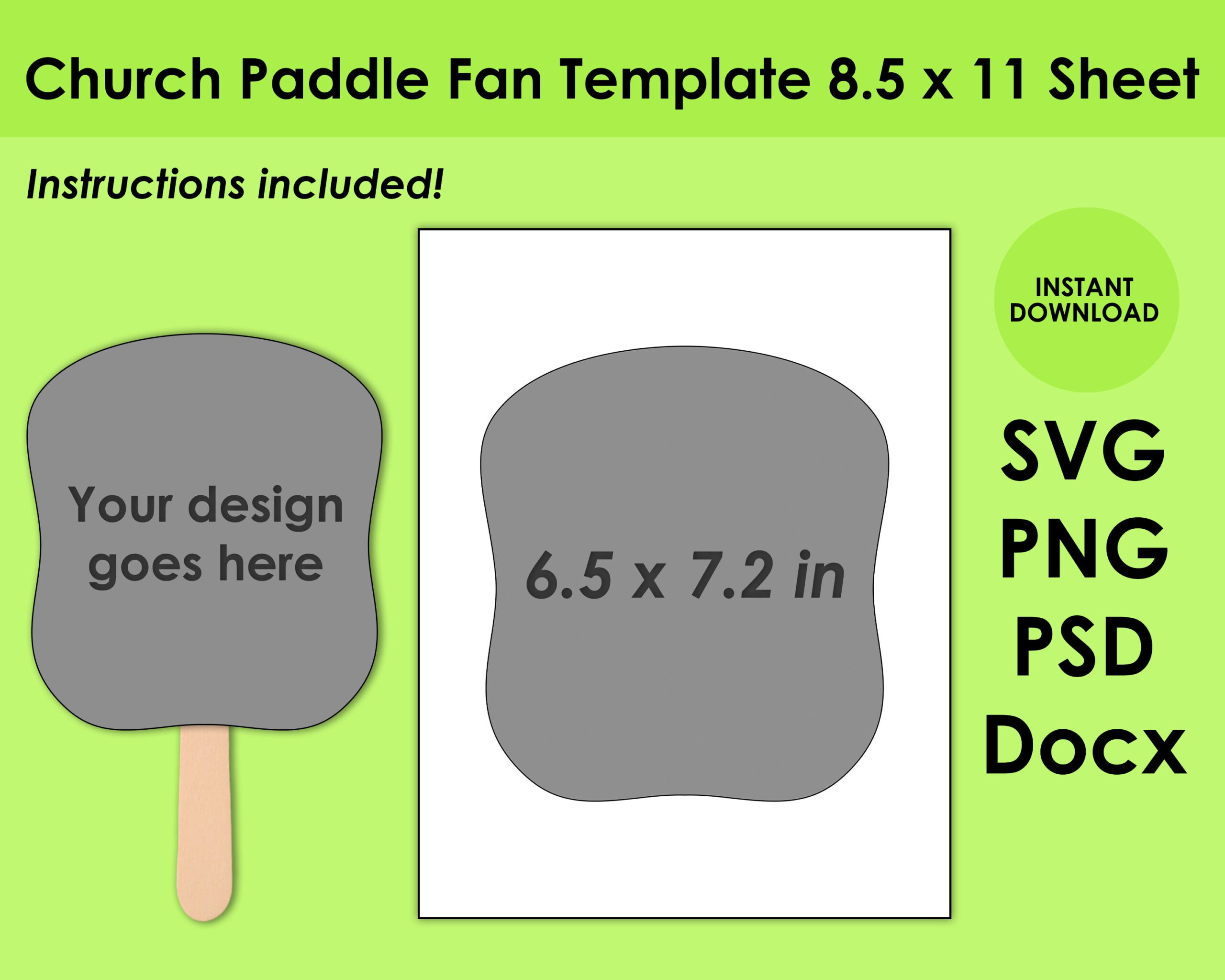 Church Paddle Fan Template 8.5X11 Sheet Svg, Png, Psd And Docx with regard to Free Printable Church Fan Template