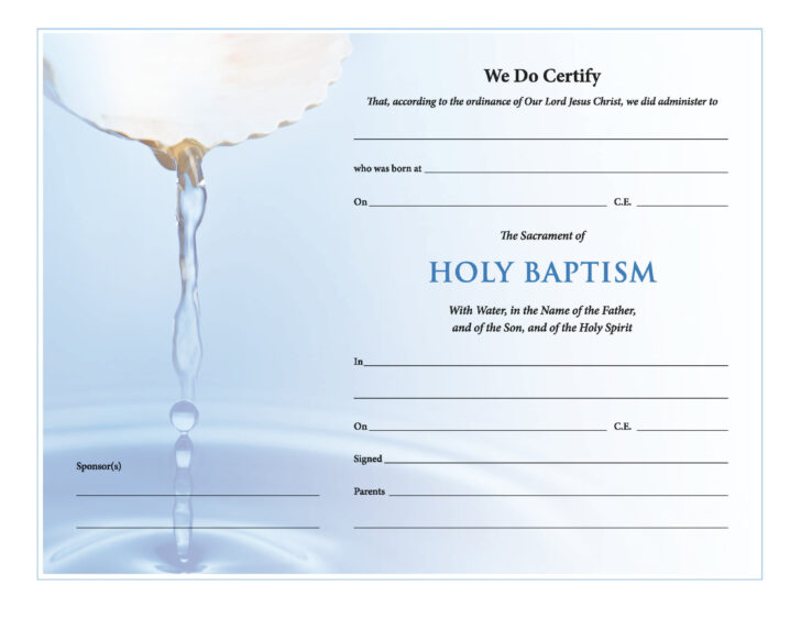 Free Printable Baptism Certificates Template