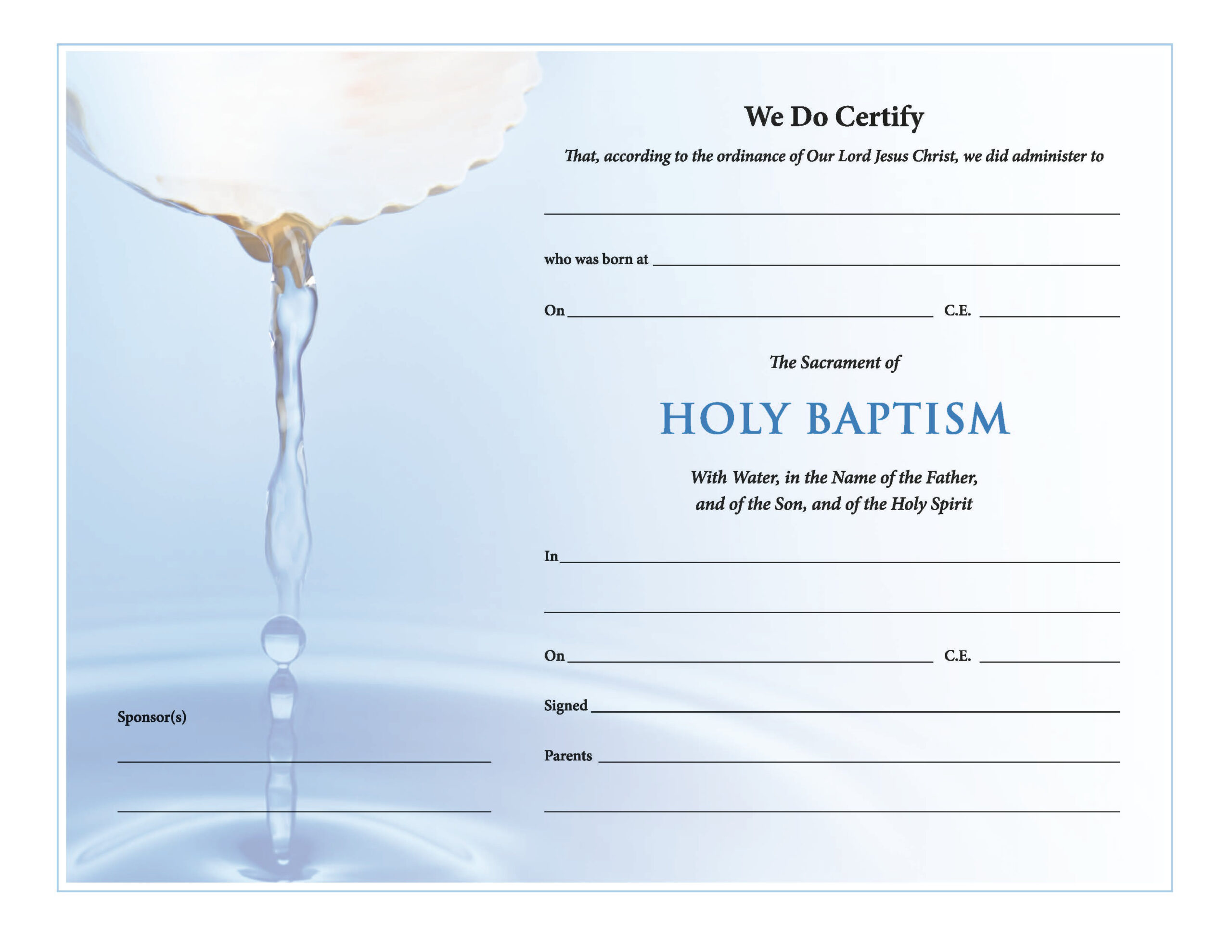 Churchpublishing: Holy Baptism Certificate - Download in Free Printable Baptism Certificates Template