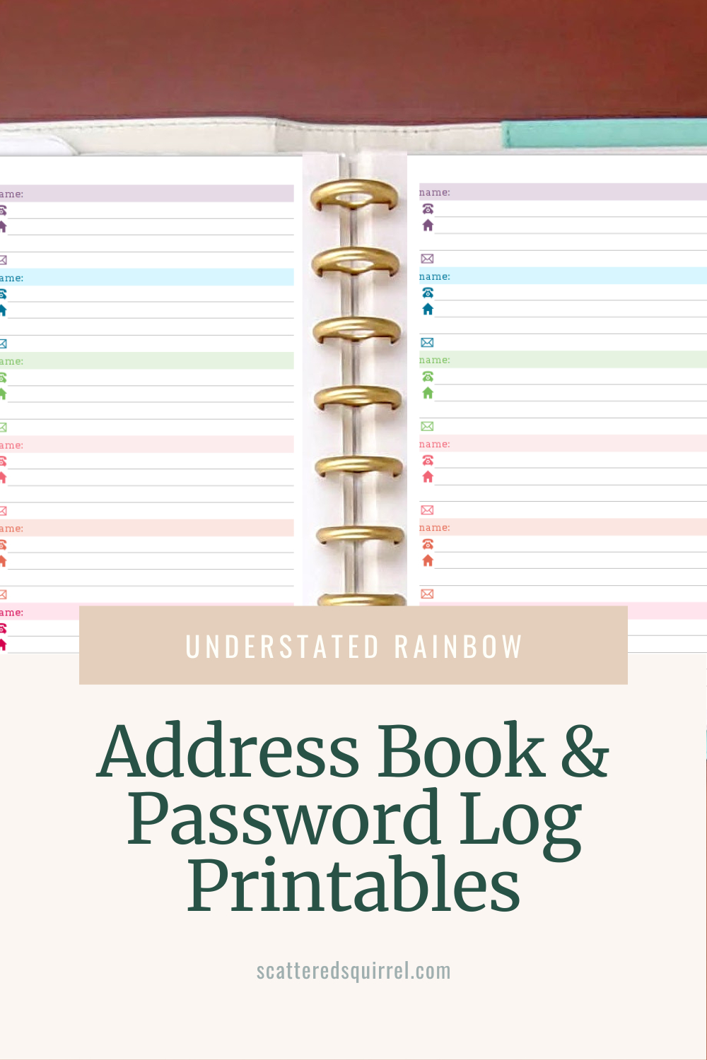 Colourful Address Book And Password Log Printables for Free Printable Cute Address Book Template