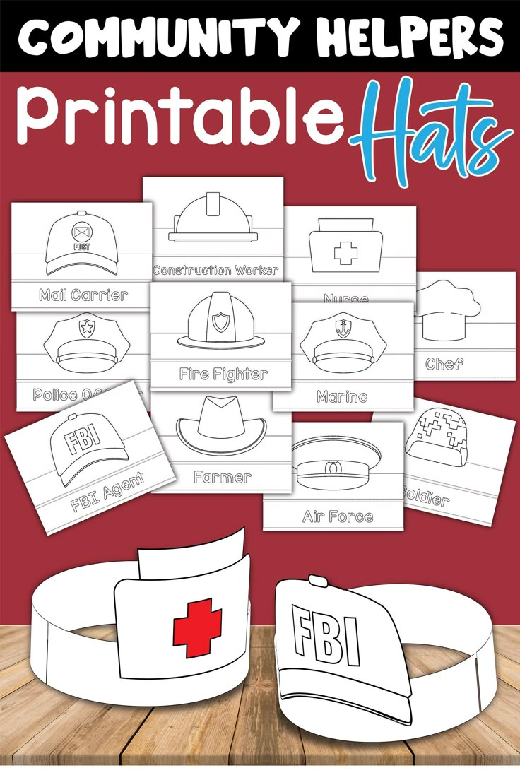 Community Helpers Printable Hats inside Free Printable Community Helpers Hat Template