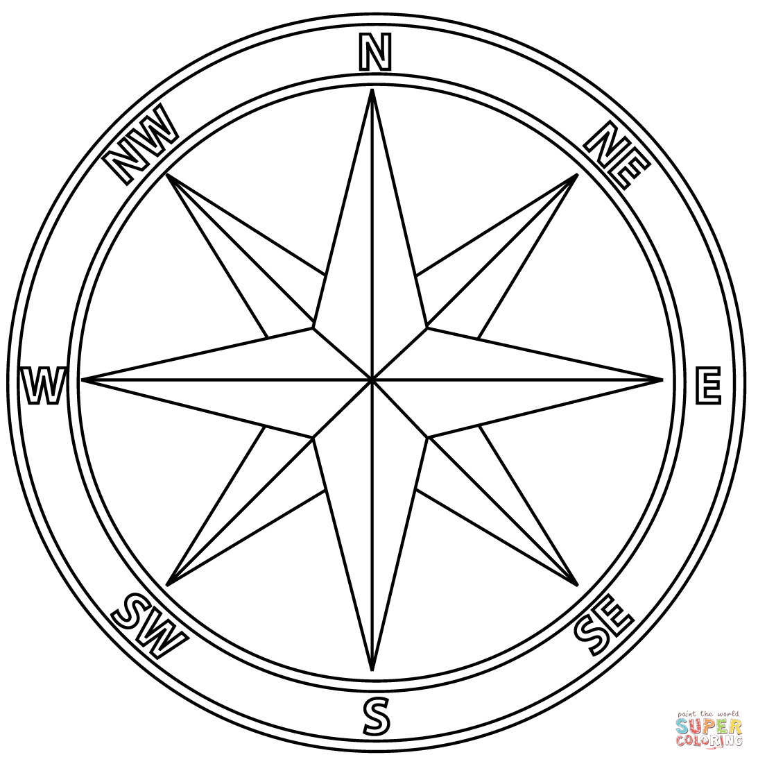 Compass Rose Coloring Page | Free Printable Coloring Pages in Free Printable Compass Rose Template