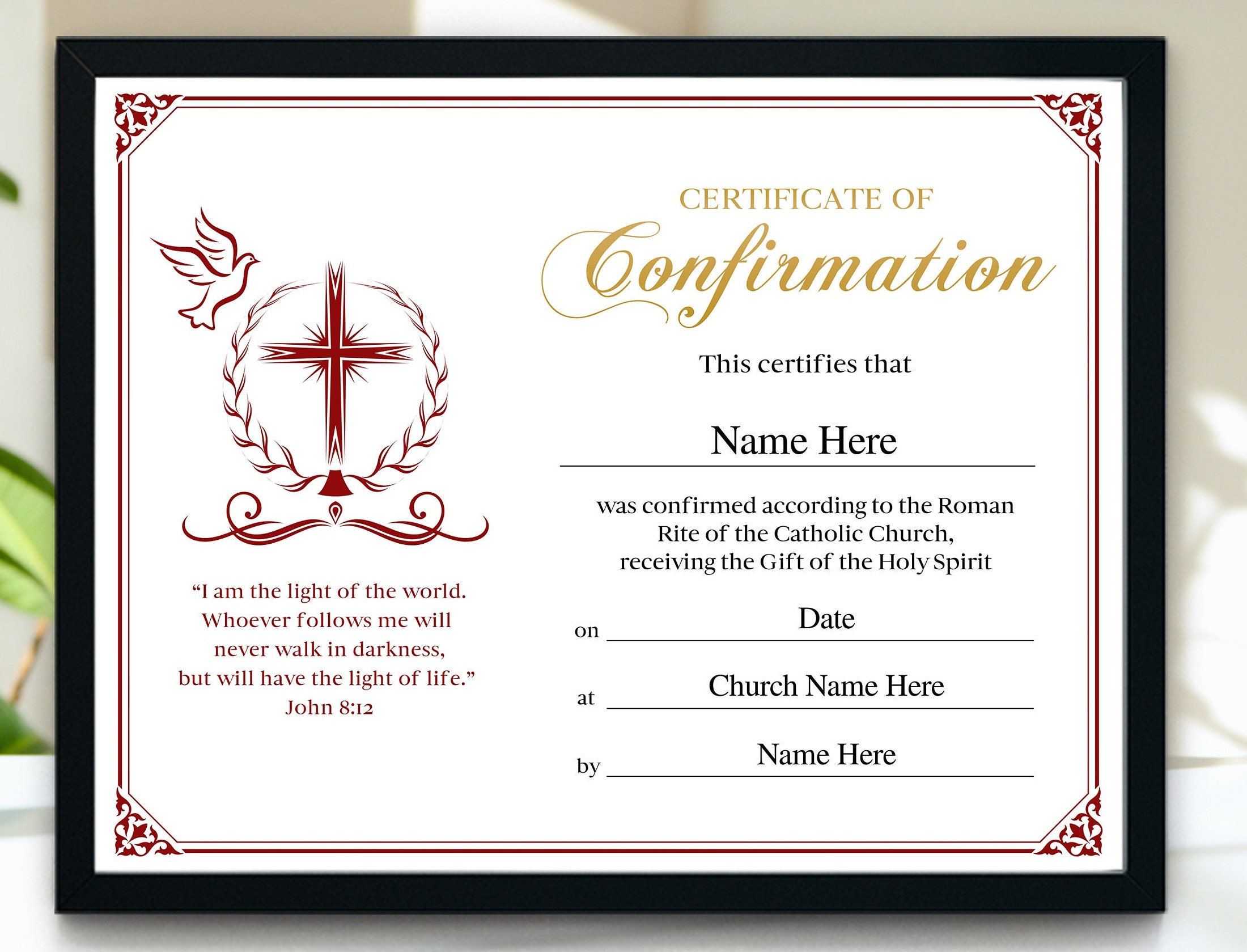 Confirmation Certificate, 11X8.5 Printable Editable Confirmation with regard to Free Printable Catholic Confirmation Certificate Template