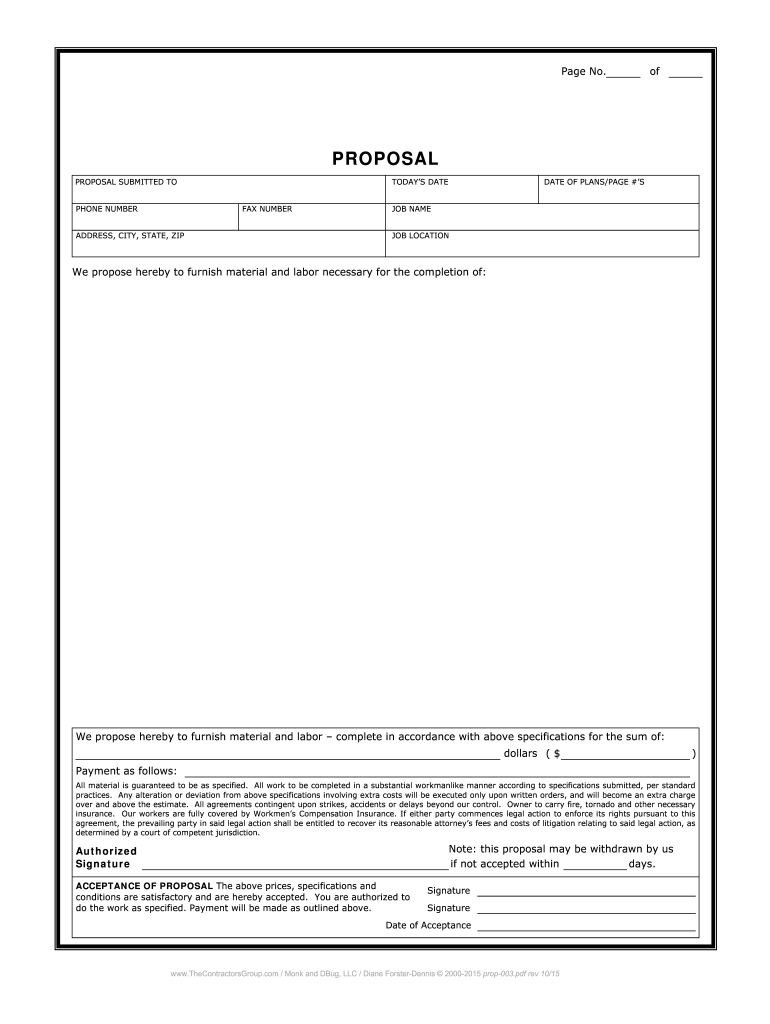Contractor Proposal Template - Fill Online, Printable, Fillable regarding Free Printable Construction Proposal Template