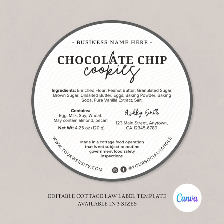 Free Printable Cottage Food Label Template