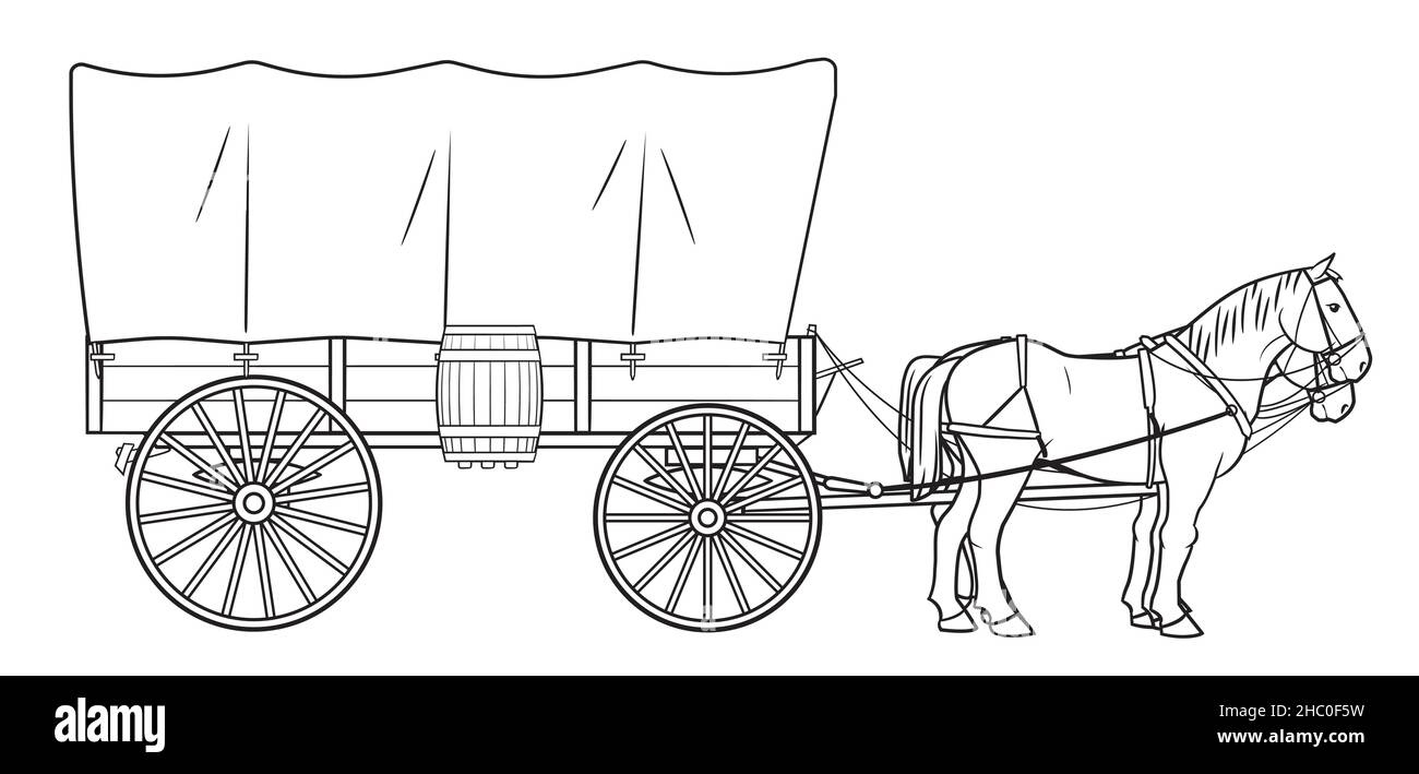 Covered Wagon Illustration Cut Out Stock Images &amp;amp; Pictures - Alamy inside Free Printable Covered Wagon Template